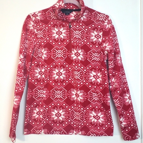 Lands' End Jackets & Blazers - Lands End Women's Red Quarter Zipper Fleece XS